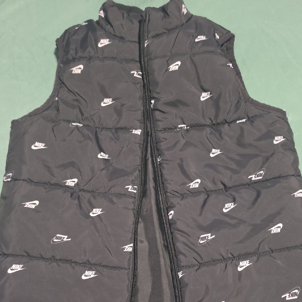 Nike Black and White Logo Puffer Vest